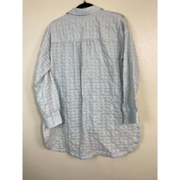 Maeve Anthropologie Gauzy Button Up Tunic Top Women size Small Blue Oversized - Picture 14 of 16